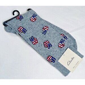 Clarks Men’s Casual Dress Socks Peace Signs American Flag Gray